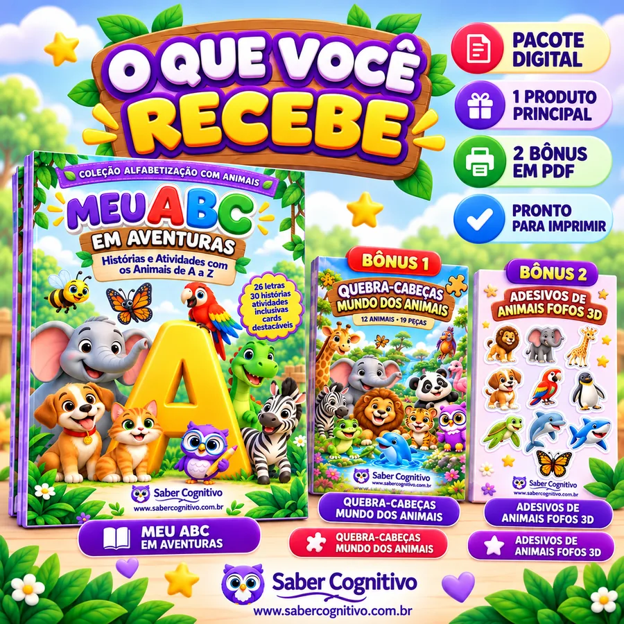 Os três materiais: produto principal e os dois bônus